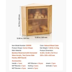 Hörnbrödlåda, Dubbelskiktad Förvaringsbehållare, Bambu Material, för Köksbänk