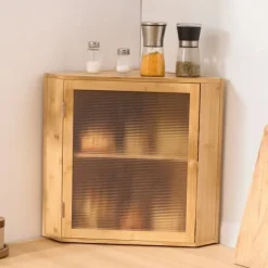 Hörnbrödlåda, Dubbelskiktad Förvaringsbehållare, Bambu Material, för Köksbänk