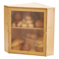 Hörnbrödlåda, Dubbelskiktad Förvaringsbehållare, Bambu Material, för Köksbänk