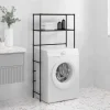 Hylla för tvättmaskin med 2 hyllplan svart 69x28x143 cm järn