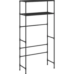 Hylla för tvättmaskin med 2 hyllplan svart 69x28x143 cm järn