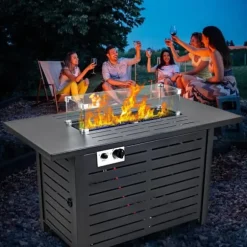 2-i-1 50000 BTU 43" pulständning gas eldstad bord med tillbehör, gott om plats, justerbar flamknopp, säker och lätt att använda