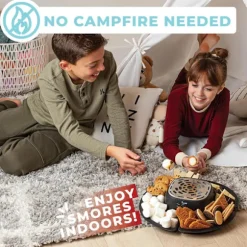 2-i-1 Elektrisk Fondue & Smores Maker Set – Smält Choklad, Inomhus Kit med 4 Grillpinnar & Avtagbara Brickor