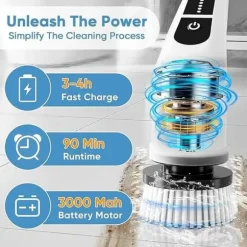 7-i-1 Elektrisk Rengöringsborste – Sladdlös, med 7 Utbytbara Borsthuvuden, Justerbart Handtag & Type-C Laddning