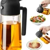2-i-1 oljedispenser och oljesprayflaska, grilltillbehör, olivoljedispenser, matlagningsspray, 470 ml (svart)
