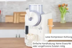 2-i-1 slush- och mjukglassmaskin SOFIE (vit, för 1 500 ml slush eller mjukglass, 150 watts kompressor)