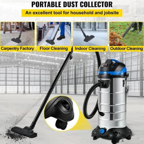 3-i-1 1200W 40L tank våt och torr dammsugare med 4 hjul, starkt sug, automatisk dammskakning, säker, vattentät, kompletta tillbehör