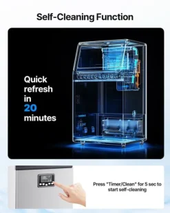 IJsblokjesmachine - Commerciële ijsmachine - Productie 45 kg/dag - Opslag 13 kg - Vrijstaand/onderbouw - Roestvrij staal - Zelfreinigend