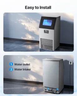 IJsblokjesmachine - Commerciële ijsmachine - Productie 45 kg/dag - Opslag 13 kg - Vrijstaand/onderbouw - Roestvrij staal - Zelfreinigend