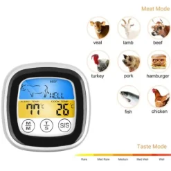 2in1 Digital Mat Kök Pekskärm Termometer Temperatur Tester Timing Tool