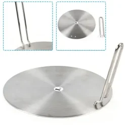 Induktionsadapterplatta - Värmefördelare - Rostfritt stål - Avtagbart handtag - 24 cm - Universell - Silver