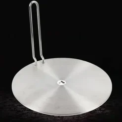 Induktionsadapterplatta - Värmefördelare - Rostfritt stål - Avtagbart handtag - 24 cm - Universell - Silver