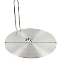 Induktionsadapterplatta - Värmefördelare - Rostfritt stål - Avtagbart handtag - 24 cm - Universell - Silver