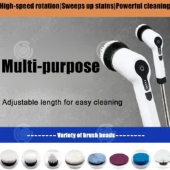 INN elektrisk rengöringsborste 2500mAh teleskopisk långrör multifunktions uppladdningsbar handrengöringsborste för hemmet