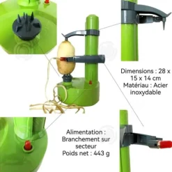 INN Elektrisk skalare 28x15x14cm Snabb roterande skalare Praktisk och säker Utbyttbar blad Halkfri bas för enkel rengöring