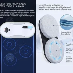 INN Fönsterputsrobot 5600pa 40 ml vattentank fönsterputsrobot med fjärrkontroll och 10 trasor och säkerhetslina
