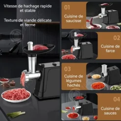 INN köttkvarn 34x23,5x17,2 cm fördelar köttet jämnt skydd mot överhettning och fler användningar svart