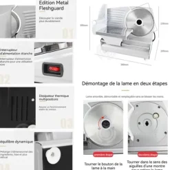 INN Slicer 38x20x30cm 0-15mm 220V Små hushålls elektrisk köttkvarn Fruktskärare Grå nöt- och fårköttsskärare