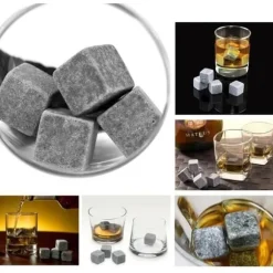 Isbitar - Whisky - 9 st - Täljsten - Återanvändbar - Sammetspåse