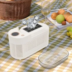 Isbitsmaskin - Mini bordsmodell - Kompakt - 12V bilkabel - För hem, bil och resa - Med istång - Vit