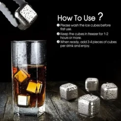 Iskuber - LUNAVO - Rostfritt stål - Set med 8 - Återanvändbara - För Whisky och Cocktails