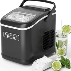 Ismaskin, 12 kg daglig kapacitet, klar på 6-8 minuter,Svart