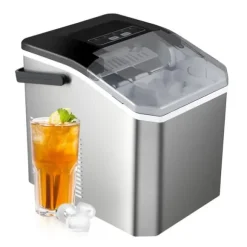 Ismaskin, Kompakt Design, Snabb Isproduktion,EU, Silverfärgad