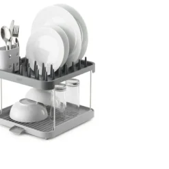 Joseph Joseph Duo 2 nivåer diskställ, grå, med redskapsbehållare