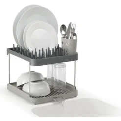 Joseph Joseph Duo 2 nivåer diskställ, grå, med redskapsbehållare