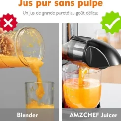 Juicemaskin - AMZCHEF - Modell ZM1501 - Omvänd tuggfunktion - Grön - BPA-fri