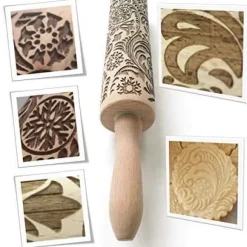 Julblomma snöflingamönster kavel explosion blomma träprägling 35*5CM