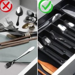 Justerbar insats för bestick, bestick, knivar, utdragbar organisatör