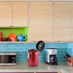 Kaffebehållare Stor Lufttät Rostfritt Stål Svart Köksförvaringsbehållare (Röd 1,8L)