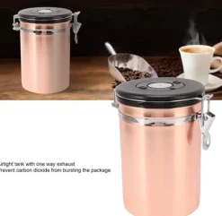 Kaffekanna, lufttät förvaringsburk för kaffe, aromaterapiburk i rostfritt stål, kaffekanna, vakuumkanna, kaffebönpulver, te, nötter, kakao (1,8L)