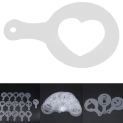 Kaffeschabloner i plast - 16 st, Latte Cappuccino dekorationsverktyg