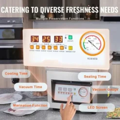 Kammartätare, 320 W, vakuumförpackning för våtfoder, kött och marinader, kompakt 12,6