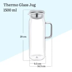 Kanna för drycker, juicer, vatten HIGH med metalllock Wilmax 1500 ml