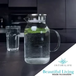 Karaff med filter i Genomskinlig tekanna kaffekanna 1,8 l glaskanna med handtag och avtagbart filterlock värmetålig lämplig