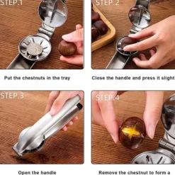 Kastanjetång, nötknäpparmetall, kastanjetång, rostfritt stål, hasselnötsöppnare, kastanjskärare, valnötstångsöppnare