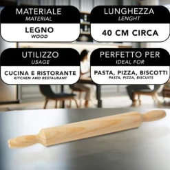 Kaveljärn - Ipea - BSHDMATLEG - Högkvalitativt trä - Bekväm handtag - 44 cm lång