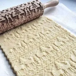 Kavelstång - TD® - Julgran Mönster Ren - Trä - 35 cm - Kök Verktyg