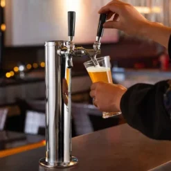 Kegerator Tornkit, Dubbelkran Ölkranstorn, 17,5x11,5x43,5 cm, Rostfritt Stål