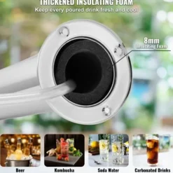 Kegerator Tornkit, Dubbelkran Ölkranstorn, 17,5x11,5x43,5 cm, Rostfritt Stål