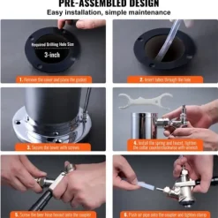 Kegerator Tower Kit, Enkelt Tap Beer Konverteringskit, Rostfritt Stål Keg Beer Tower Dispenser med Dual Gauge W21.8 Regulator & S-System Keg