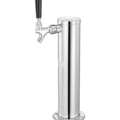 Kegerator Tower Kit, Enkelt Tap Beer Konverteringskit, Rostfritt Stål Keg Beer Tower Dispenser med Dual Gauge W21.8 Regulator & S-System Keg