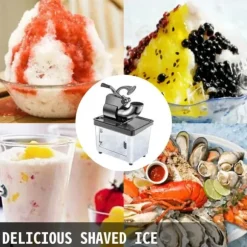 180kg/h elektrisk rakad ismaskin med 34L islagringskapacitet, snökon maskin med effektiva dubbla blad, lätt att använda