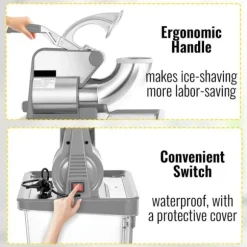 180kg/h elektrisk rakad ismaskin med 34L islagringskapacitet, snökon maskin med effektiva dubbla blad, lätt att använda
