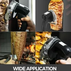 60kg/24h 0-8mm justerbar tjocklek sladdlös elektrisk kebabskärare med 2 laddningsbara batterier och reservblad