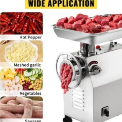 350kg/h 1100W elektrisk köttkvarn med kompletta tillbehör, kraftfull prestanda, löstagbar design, enkel användning, bred applikation