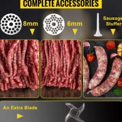 350kg/h 1100W elektrisk köttkvarn med kompletta tillbehör, kraftfull prestanda, löstagbar design, enkel användning, bred applikation